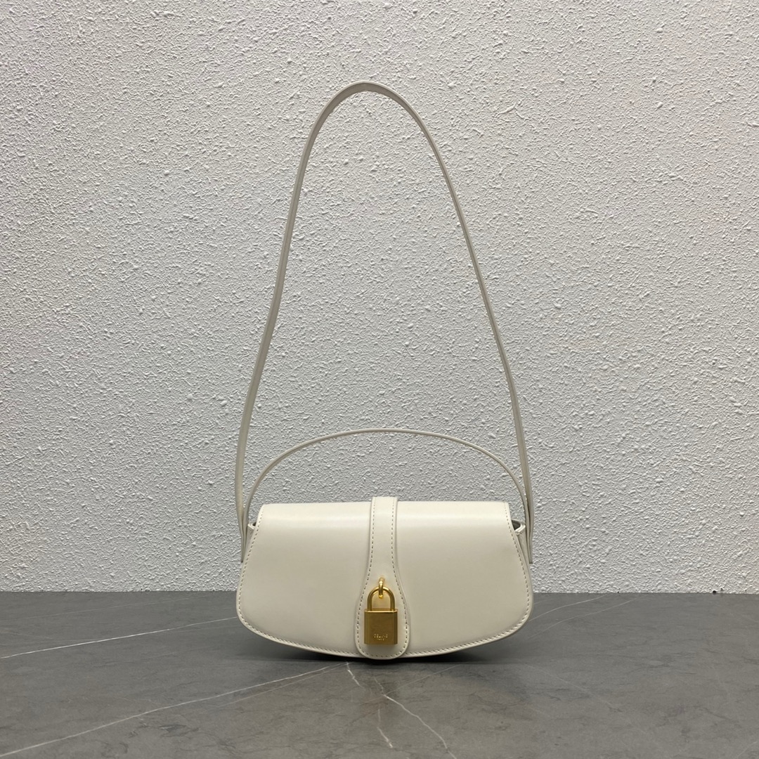 Celine Clutch On Strap Tabou In Smooth Calfskin White 101593